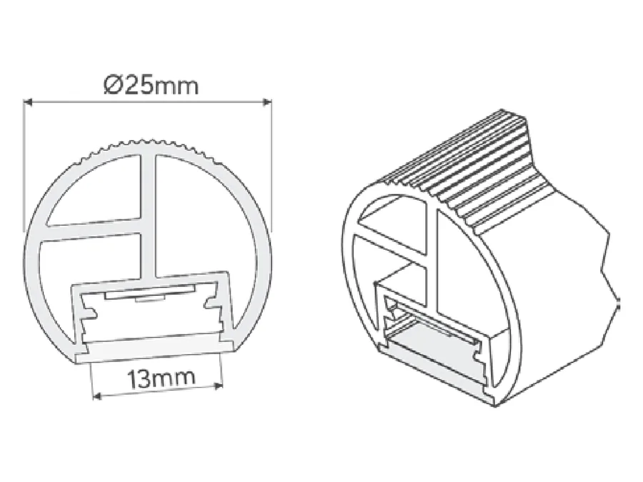 Desen tehnic cu dimensiuni — Bară rotundă pentru umerașe