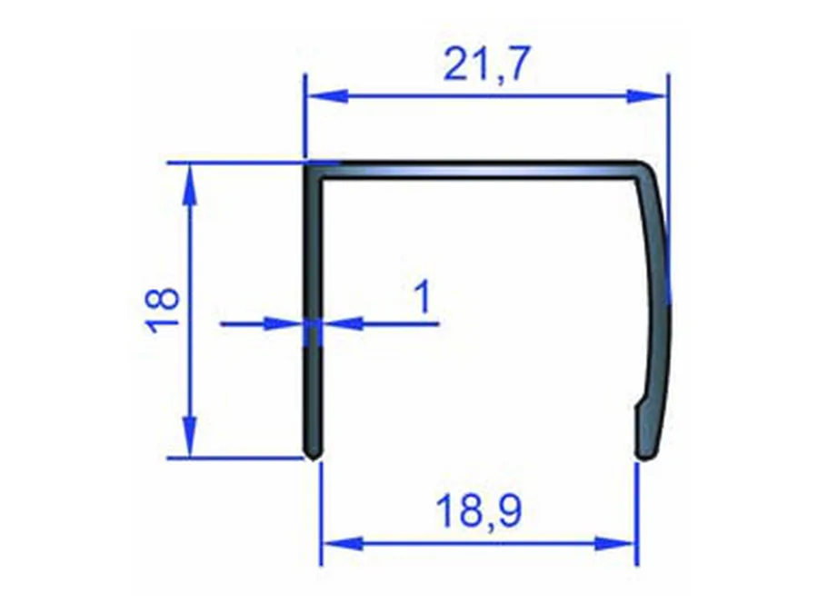 Desen tehnic cu dimensiuni — Profil mâner U - eco