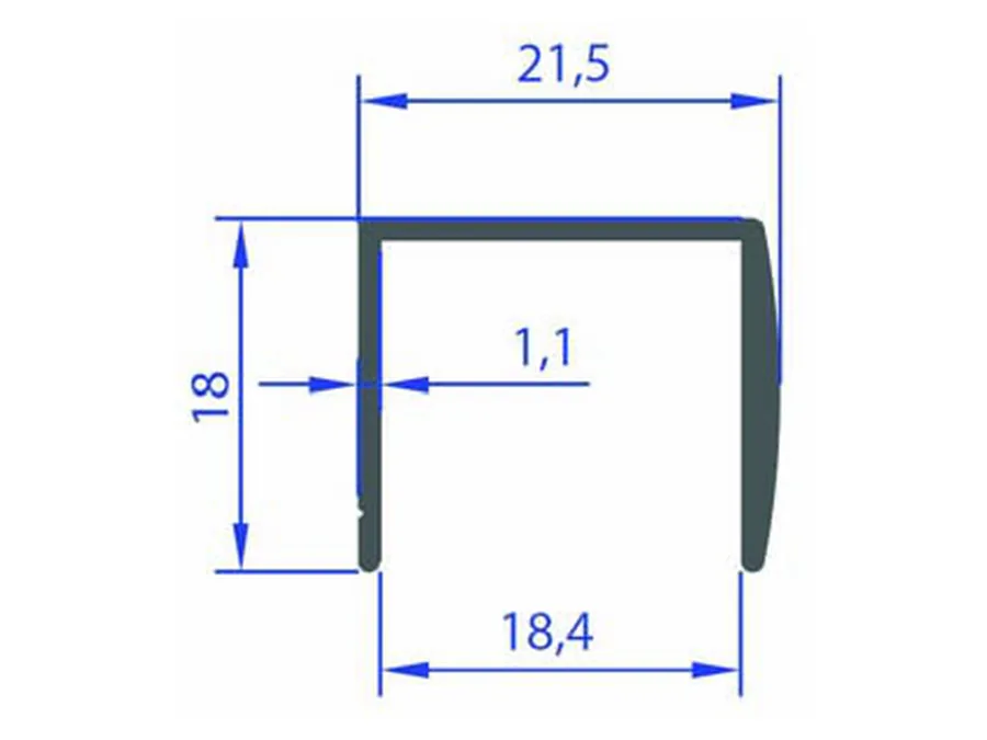 Desen tehnic cu dimensiuni — Profil mâner U - profi