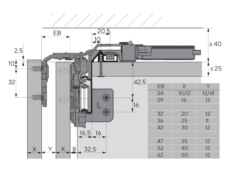 Desen tehnic cu dimensiuni — TopLine L