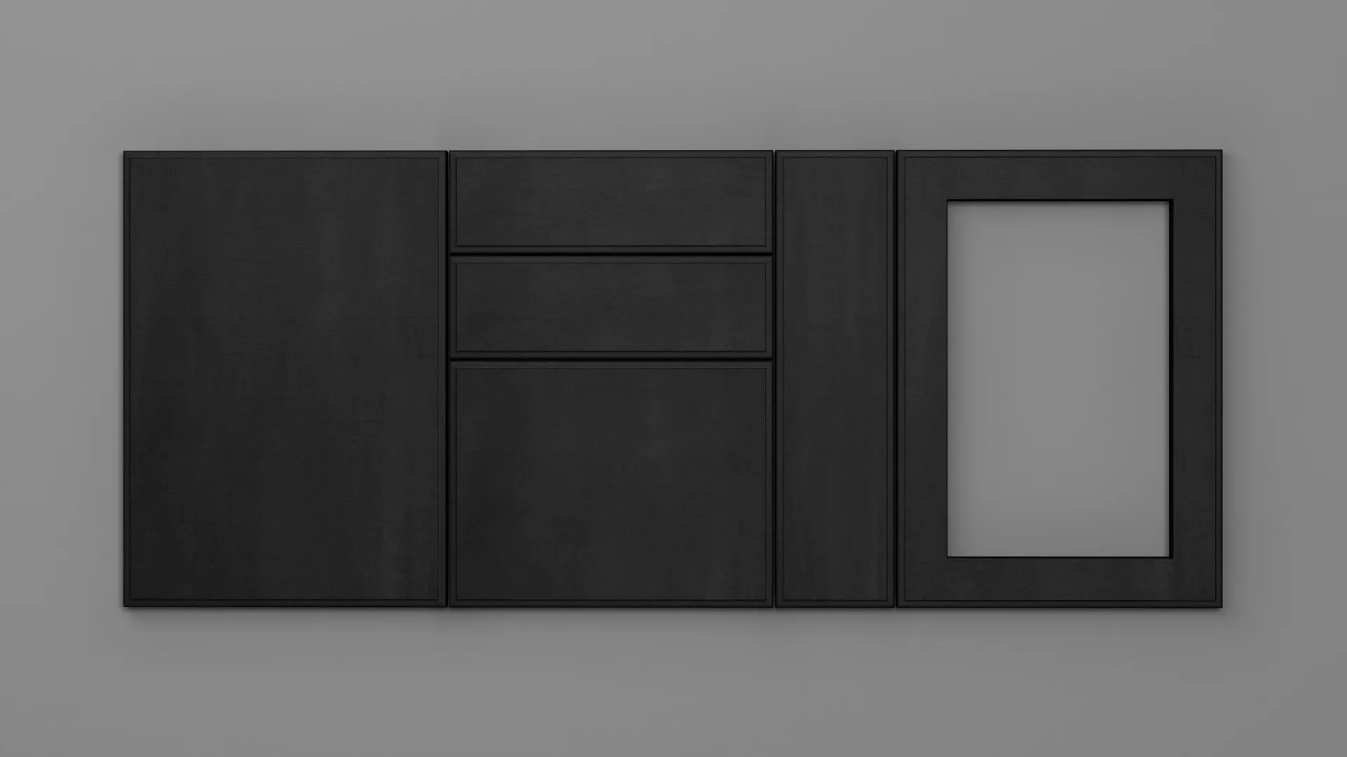 18 mm CANT L NEGRU CERAMIC - mat - imitație de textură